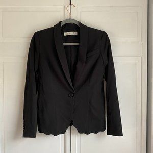 XS Scalloped Black Buttoned Blazer